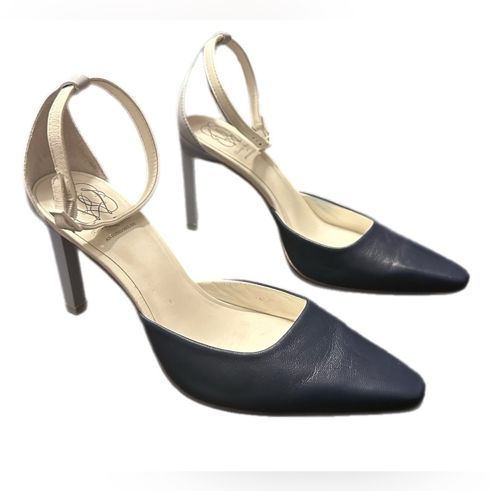 kimberly Whitman For Antonio Melani Leather Pumps Black White‎ Size 6.5 - Picture 10 of 12